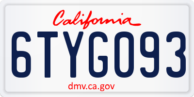 CA license plate 6TYG093