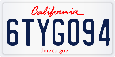 CA license plate 6TYG094