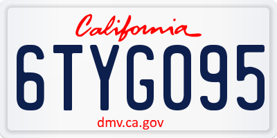 CA license plate 6TYG095