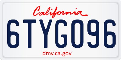 CA license plate 6TYG096