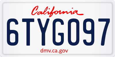 CA license plate 6TYG097