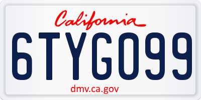 CA license plate 6TYG099