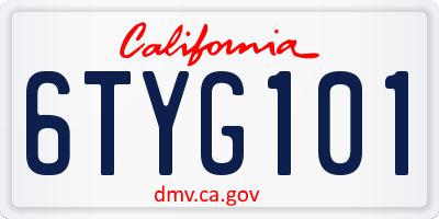 CA license plate 6TYG101