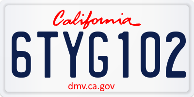 CA license plate 6TYG102
