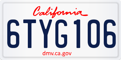 CA license plate 6TYG106