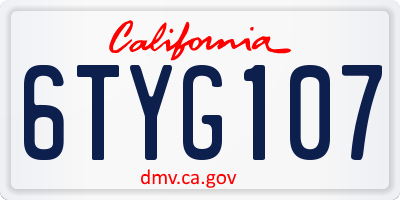 CA license plate 6TYG107