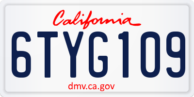 CA license plate 6TYG109