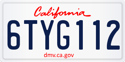CA license plate 6TYG112