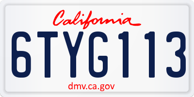 CA license plate 6TYG113