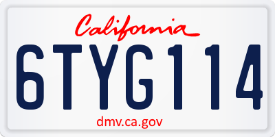 CA license plate 6TYG114
