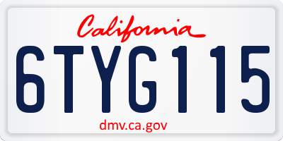 CA license plate 6TYG115