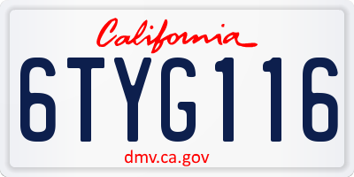 CA license plate 6TYG116