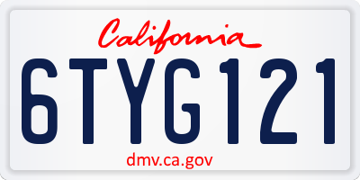 CA license plate 6TYG121