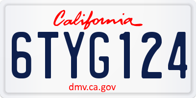 CA license plate 6TYG124