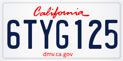 CA license plate 6TYG125