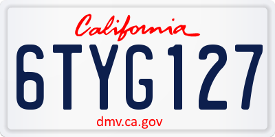 CA license plate 6TYG127
