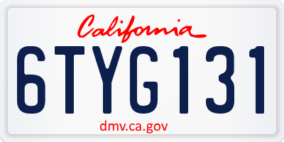 CA license plate 6TYG131