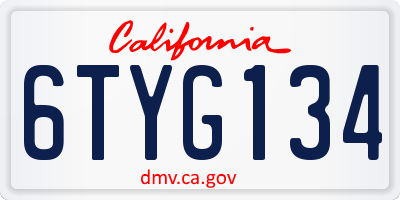CA license plate 6TYG134