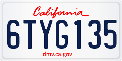 CA license plate 6TYG135