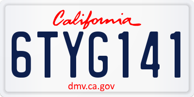 CA license plate 6TYG141