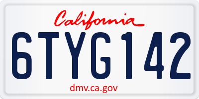 CA license plate 6TYG142