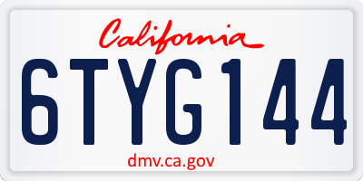 CA license plate 6TYG144