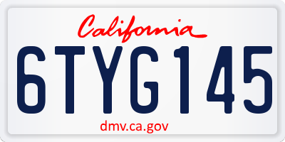 CA license plate 6TYG145