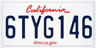 CA license plate 6TYG146