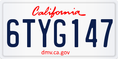 CA license plate 6TYG147