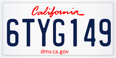 CA license plate 6TYG149