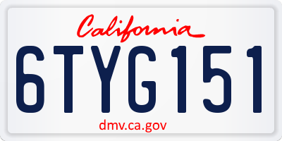 CA license plate 6TYG151