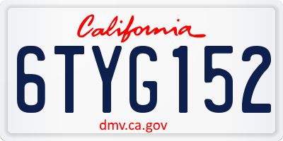 CA license plate 6TYG152