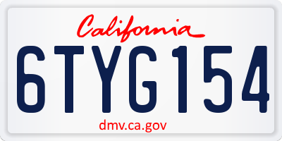 CA license plate 6TYG154