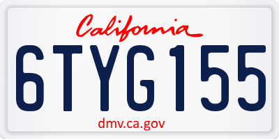 CA license plate 6TYG155