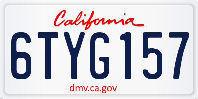 CA license plate 6TYG157