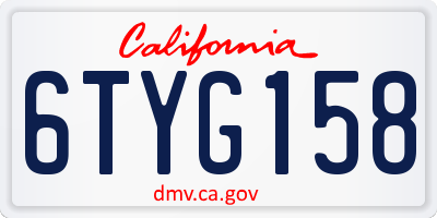 CA license plate 6TYG158