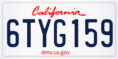 CA license plate 6TYG159