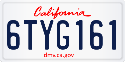 CA license plate 6TYG161