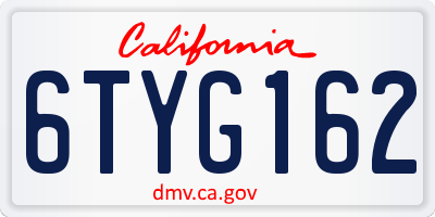 CA license plate 6TYG162