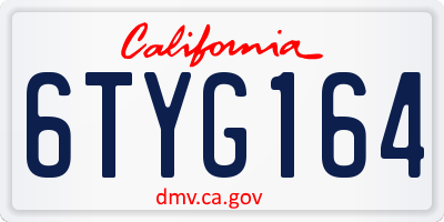 CA license plate 6TYG164