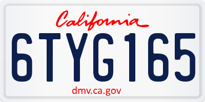 CA license plate 6TYG165