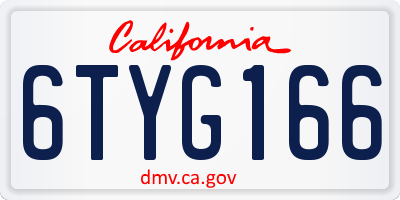 CA license plate 6TYG166