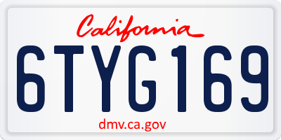CA license plate 6TYG169