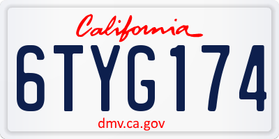 CA license plate 6TYG174