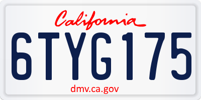 CA license plate 6TYG175