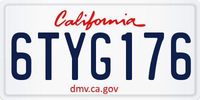 CA license plate 6TYG176