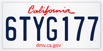 CA license plate 6TYG177