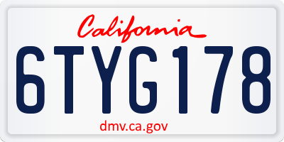 CA license plate 6TYG178