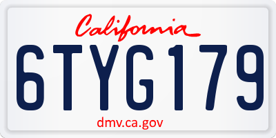 CA license plate 6TYG179