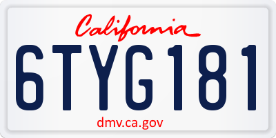 CA license plate 6TYG181
